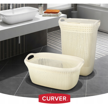 Корзина для постиранного белья Curver «Knit» 40L (03677) кремовый