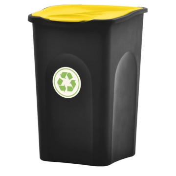 Сміттєвий пластиковий бак з жовтою відкидною кришкою Stefanplast Ecogreen 50L (70650)
