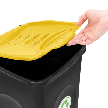 Сміттєвий пластиковий бак з жовтою відкидною кришкою Stefanplast Ecogreen 50L (70650)