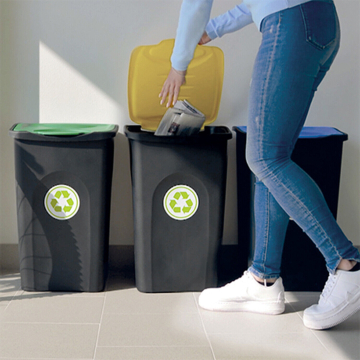 Сміттєвий пластиковий бак з зеленью відкидною кришкою Stefanplast Ecogreen 50L (70651)