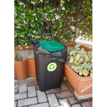 Сміттєвий пластиковий бак з зеленью відкидною кришкою Stefanplast Ecogreen 50L (70651)