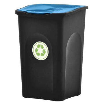 Сміттєвий пластиковий бак з синьою відкидною кришкою Stefanplast Ecogreen 50L (70652)