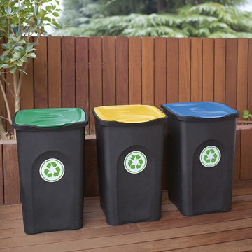 Сміттєвий пластиковий бак з зеленью відкидною кришкою Stefanplast Ecogreen 50L (70651)