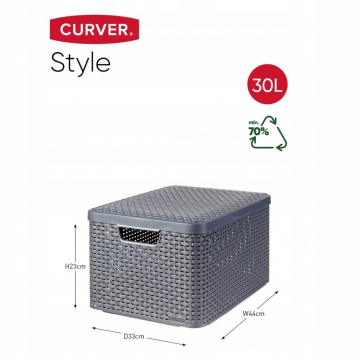 Кошик для зберігання з кришкою світло-сірий "STYLE" L 03619