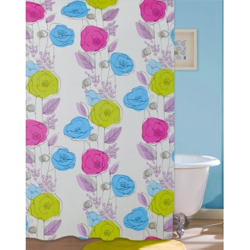 Шторка для ванної кімнати Colorful flowers NJ10108 (180х180 см)