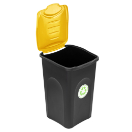 Сміттєвий пластиковий бак з жовтою відкидною кришкою Stefanplast Ecogreen 50L (70650)