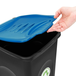 Сміттєвий пластиковий бак з синьою відкидною кришкою Stefanplast Ecogreen 50L (70652)