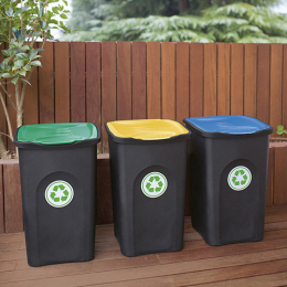 Сміттєвий пластиковий бак з зеленью відкидною кришкою Stefanplast Ecogreen 50L (70651)